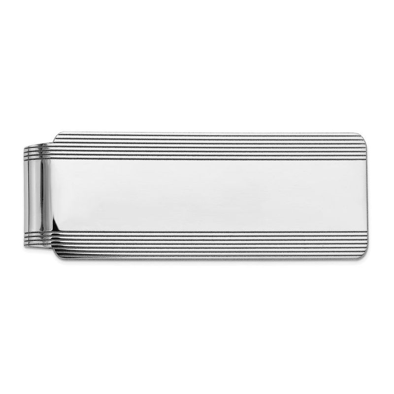 14k White Gold Men's Grooved Money Clip_voghion.com