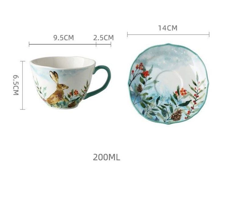Forest ceramic coffee cup and saucer set net red afternoon tea flower tea coffee cup cup tea cup water cup_voghion.com