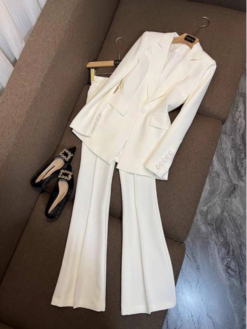 Women's Clothing High End Professional Commuter Suit Spring And Autumn Temperament Slim Suit Flared Pants Two Piece Suit_voghion.com