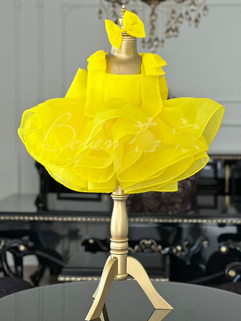 Kinder Kleid Gelb Hosenträger Prinzessin Kleid Kinder 2025 Neue Kleine Und Mittlere kinder Mesh Puffy Rock Weibliche_voghion.com