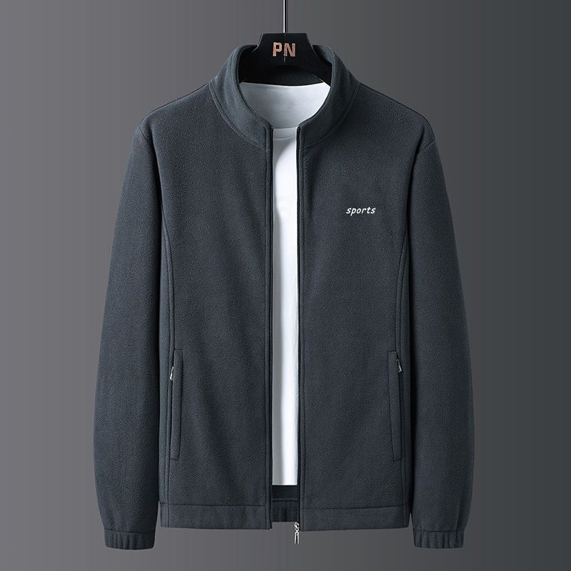 Men's clothing Polar fleece jacket, lambswool plus velvet and thickened men's jacket,  for autumn and winter large size sweatshirt_voghion.com