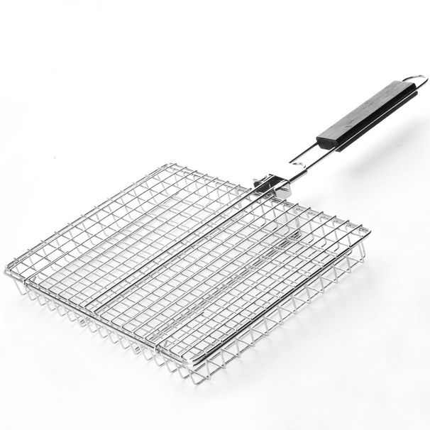 Stainless Steel Folding Handle Barbecue Clip Outdoor Multifunctional Grilled Fish Clip Grilled Chicken Barbecue Grill Net Corn Grill Rack_voghion.com