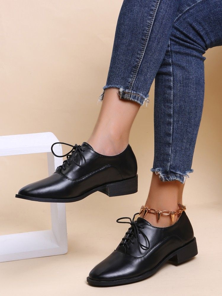 Ladies commute handsome gentle simple PU pointed strap single shoe leather shoes_voghion.com