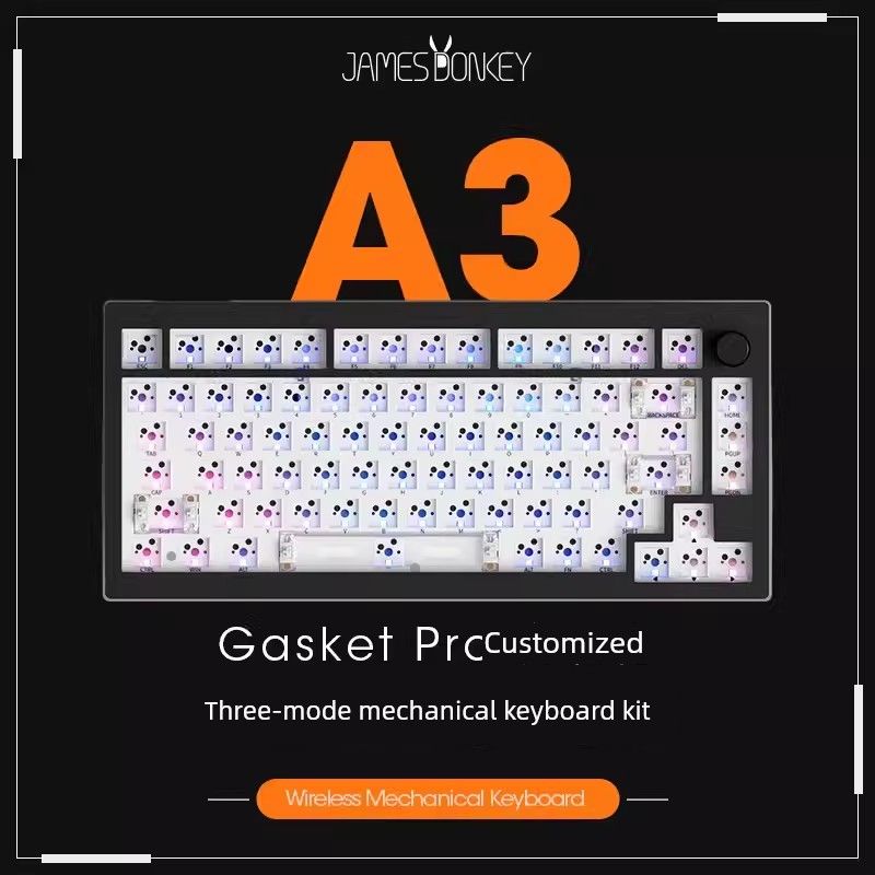 Ucuz Eşek A3 Özelleştirilmiş Kit Nical Klavye Conta Yapısı Üç Modlu Kablosuz RGB Lamba Sıcak Takma %75 Sütun_voghion.com