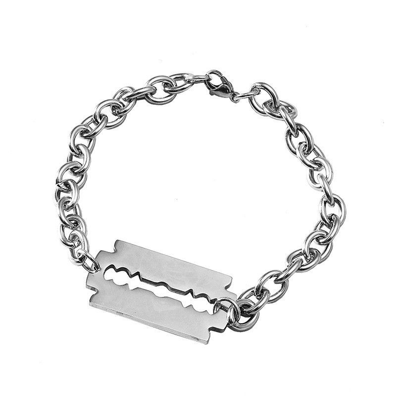 Collana da uomo con lama a forma di rasoio, stile gotico, stile steampunk, accessori rock alla moda_voghion.com