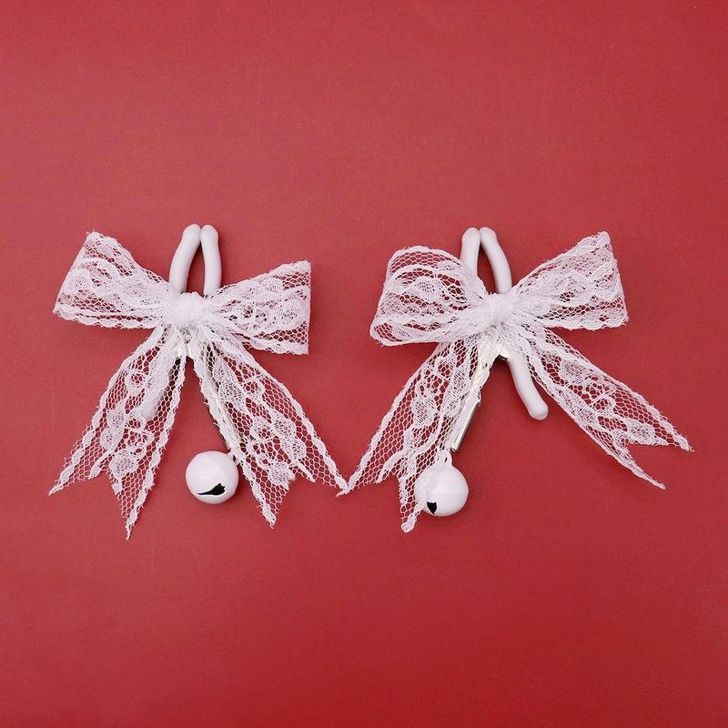 White Lace Bow, Bell, Anal Plug, Romantic SM, Flirtatious Stimulating Nipple Clip, Vaginal Clip_voghion.com
