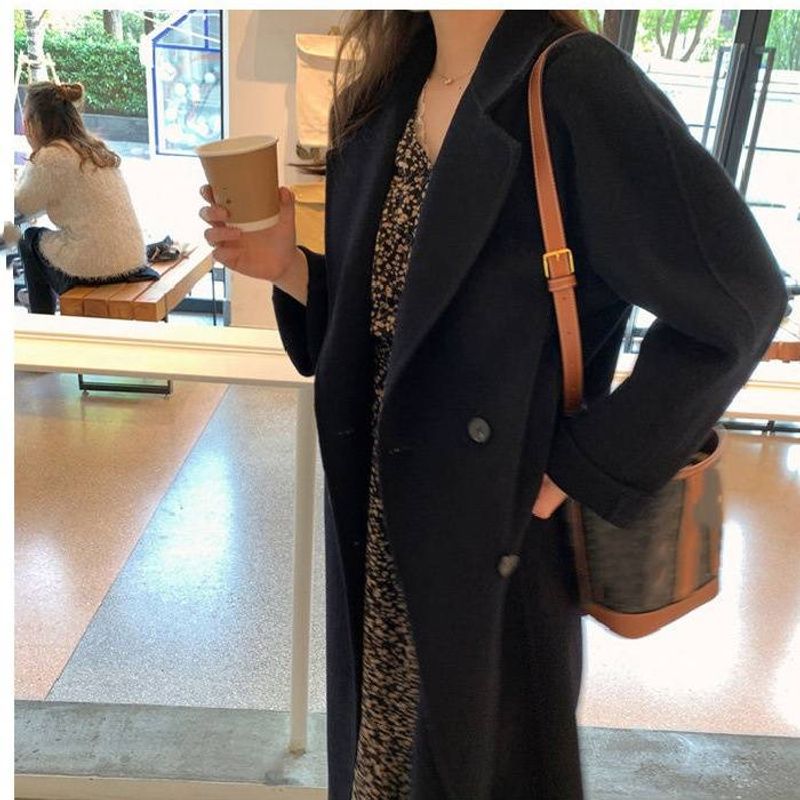 Women's Clothing new camel thick woolen coat petite medium and long Hepburn style_voghion.com