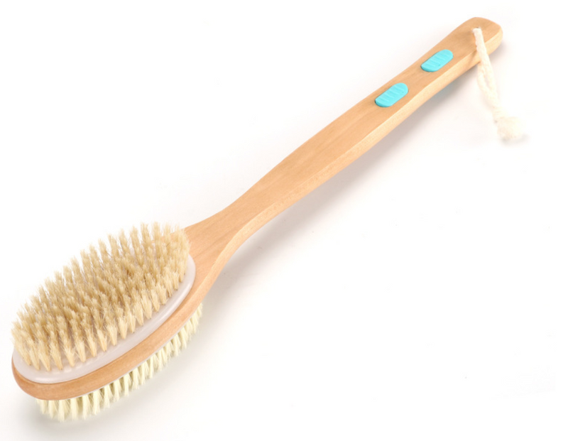 Βούρτσα μπάνιου με λευκές τρίχες Dry brush Βούρτσα σώματος_voghion.com