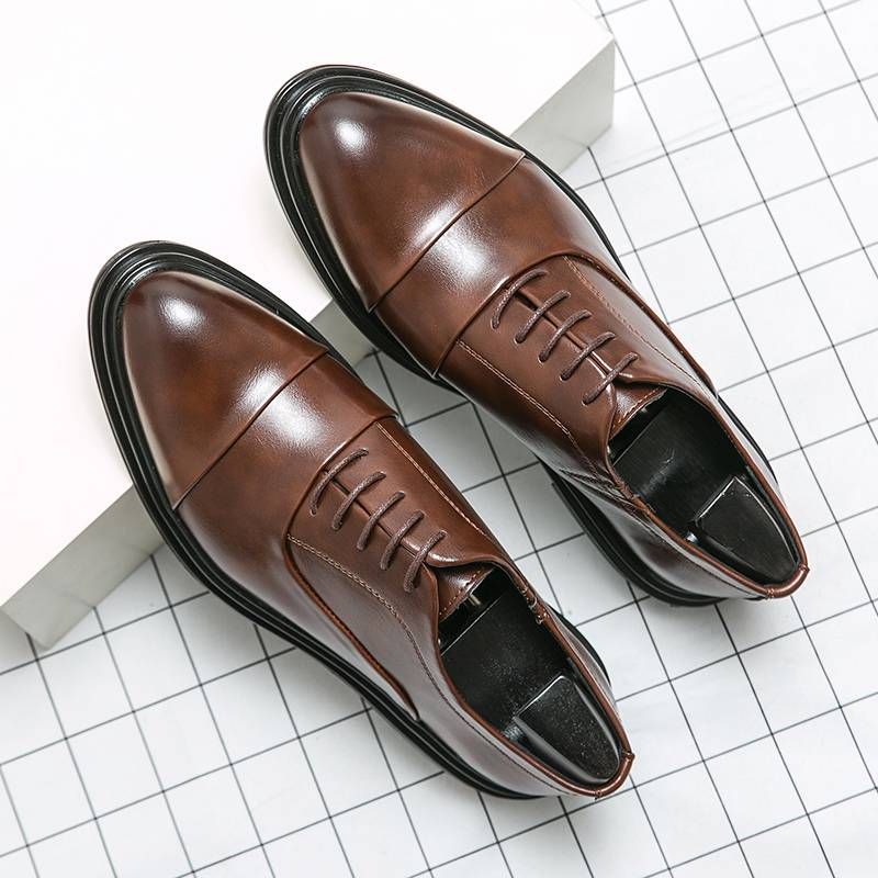 Pantofi Derby de afaceri maro pentru bărbați, la modă, cu șireturi, pantofi eleganti pentru banchet, pantofi de birou, negri, pentru nunți și miri_voghion.com