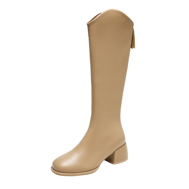 The Pure Autumn New Style Of Square-toed, Thick-heeled, High-heeled, Fashionable And Versatile Skinny High Boots_voghion.com
