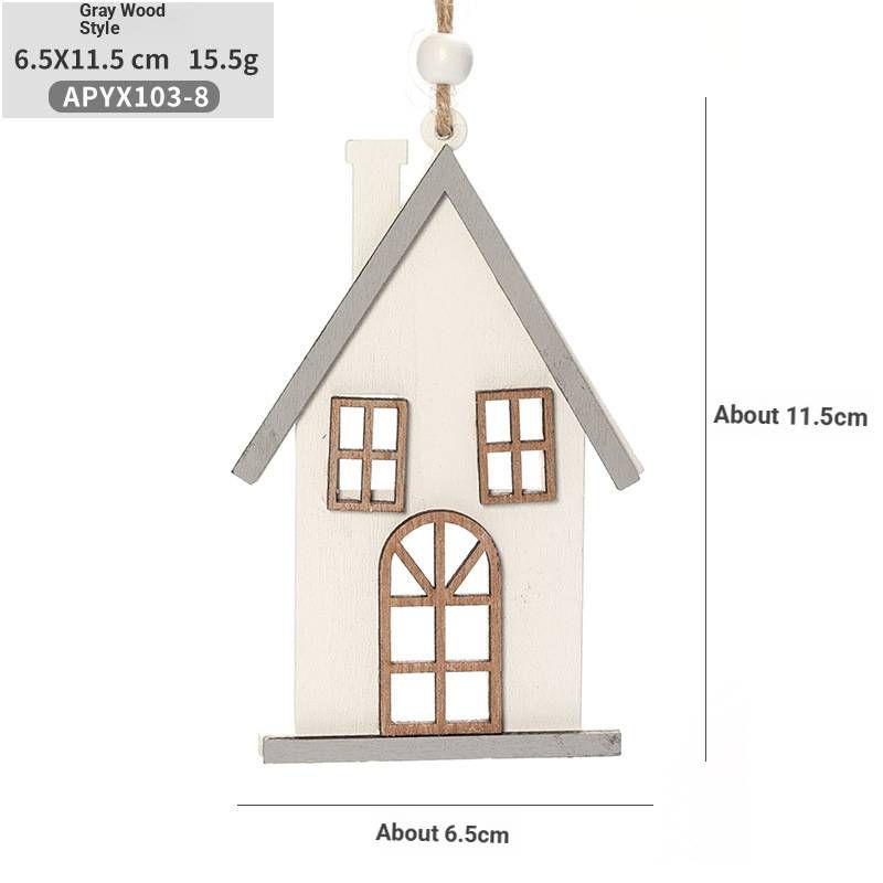 Scandinavische houten kerstversieringen – handgesneden miniatuurhuisjes, sneeuwvlokken en vakantiesymbolen (set van 10, rustieke doe-het-zelfdecoratie voor boom en ramen)_voghion.com