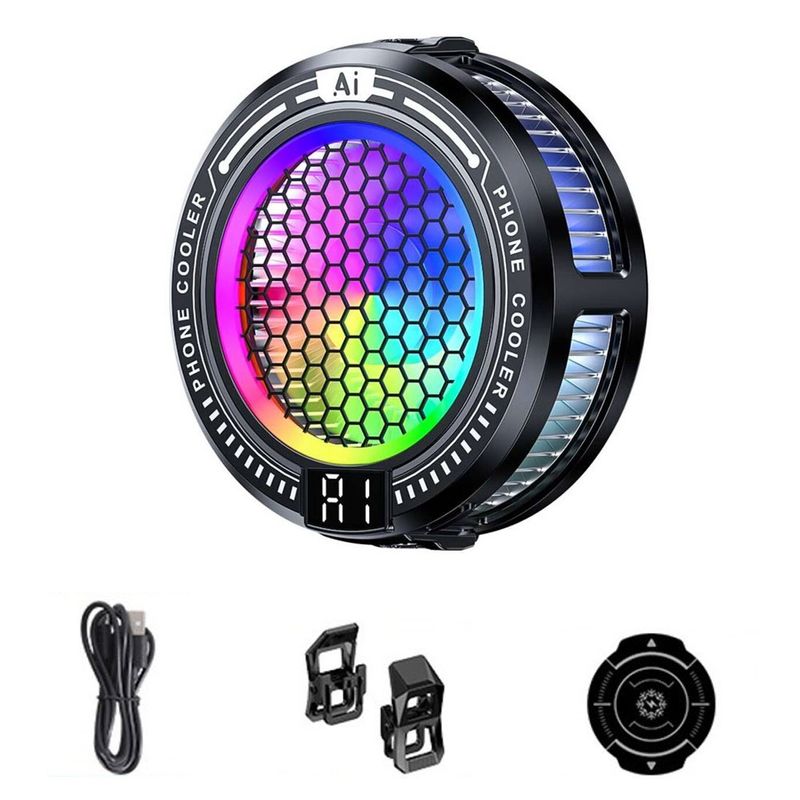 Refroidisseur magnétique réglable pour téléphone portable avec lumières RVB pour jeux mobiles_voghion.com