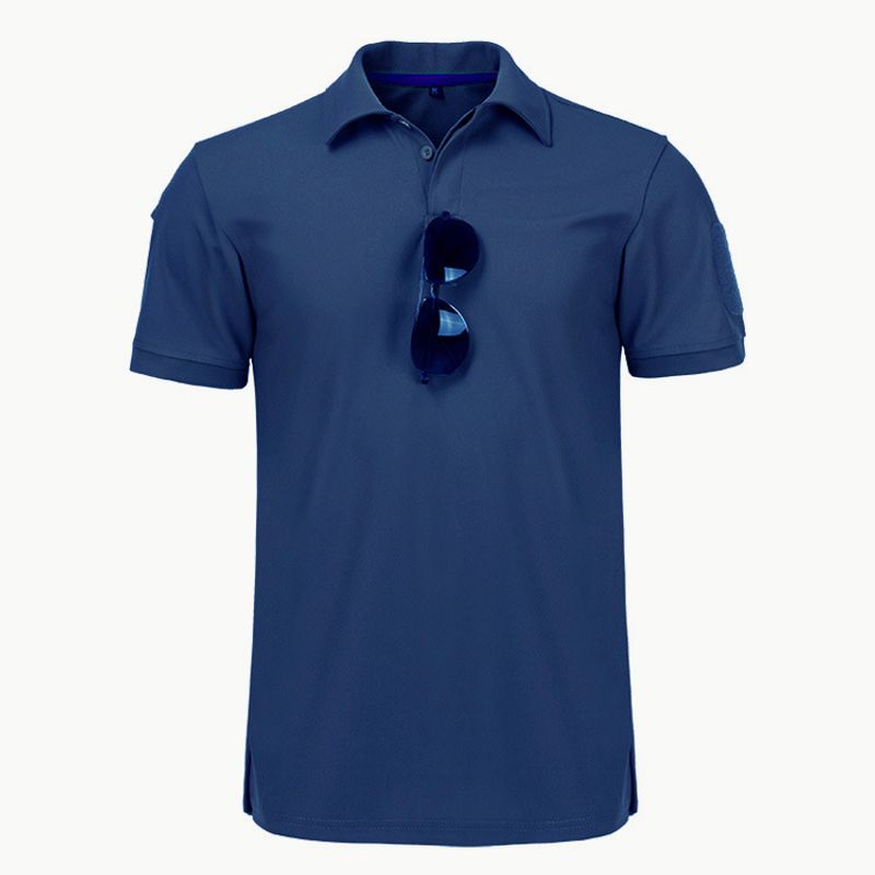 T-shirt tattica elastica traspirante da uomo, manica corta, multifunzionale, ad asciugatura rapida, con risvolto arcivescovile_voghion.com