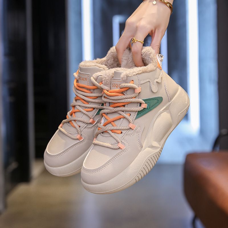 2024 Winter Warm Thick Soled Cotton With Velvet For Women, Korean Edition High Top Ins Trendy Student Casual Sports_voghion.com