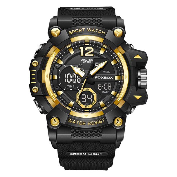 Men's Waterproof Sports Watch With Dual Display, Luminous Hands, And Stopwatch Function – Lightweight & Durable For Outdoor Activities_voghion.com