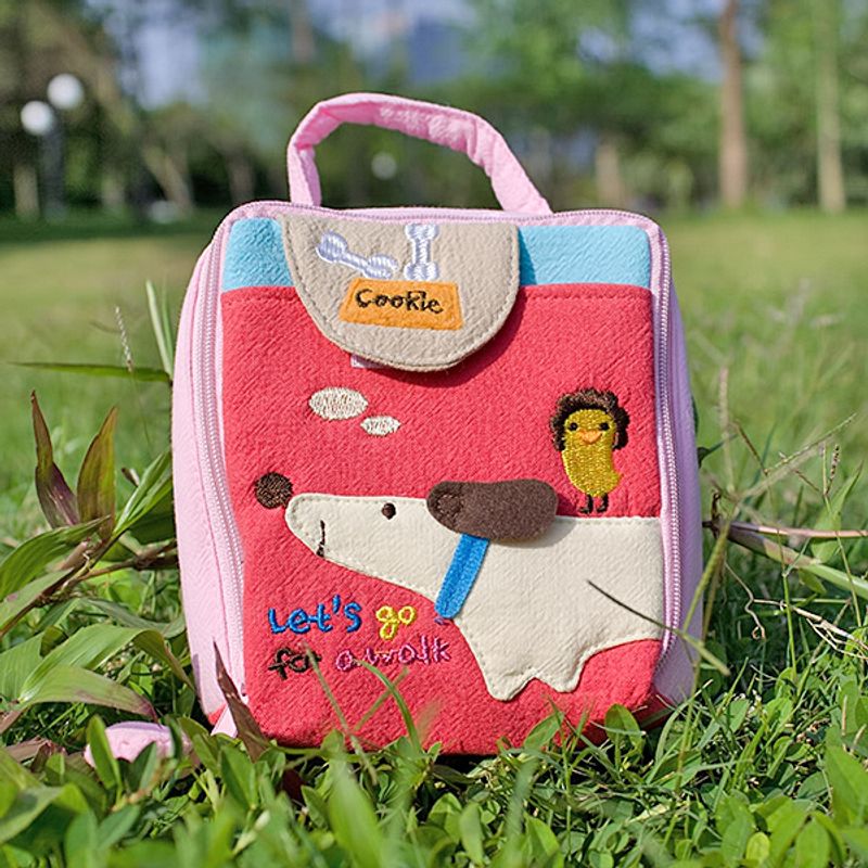 [Go For A Walk] Embroidered Applique Cosmetic Bag / Camera bag / Hand Purse Wallet (4.9*4.7*2)_voghion.com