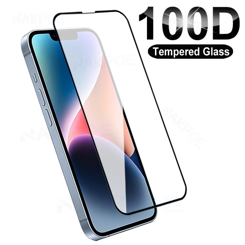 Verre trempé de sécurité 100D pour Apple iPhone 14 13 12 11 Pro Max mini protecteur d'écran iPhone X XR XS Max Film de protection en verre_voghion.com