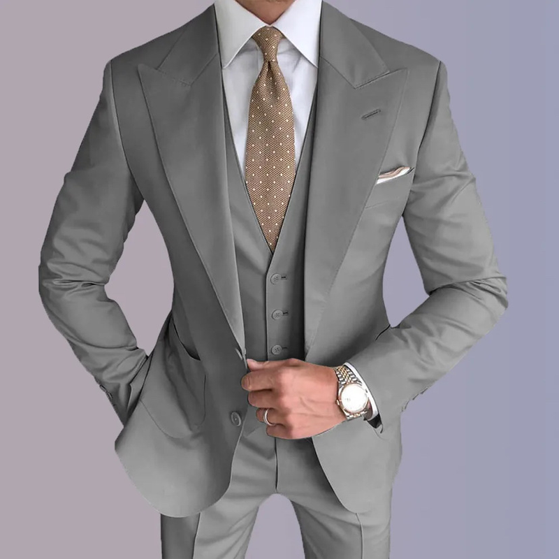 2024 Neues dreiteiliges Anzugset für Herren, Slim Fit Korean Edition-Frack, Weste und Hose_voghion.com