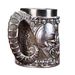 Tazza con teschio vichingo ispirato a Mjölnir - Boccale in resina con corna 3D e rivestimento in acciaio inossidabile, decorazione norrena con licenza ufficiale_voghion.com