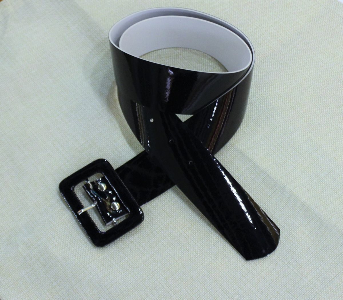 Herbst Winter Neue Damen Vielseitig Einfach Schwarz Glänzend Leder Breite Weihnachten Kleidung Dekoration Gürtel_voghion.com