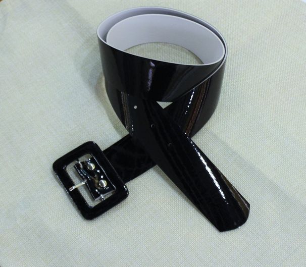 Herbst Winter Neue Damen Vielseitig Einfach Schwarz Glänzend Leder Breite Weihnachten Kleidung Dekoration Gürtel_voghion.com