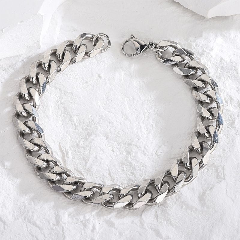 Bracciale da uomo con catena cubana in titanio, gioielli hip hop alla moda, accessori per le mani in acciaio inossidabile, semplici e alla moda_voghion.com