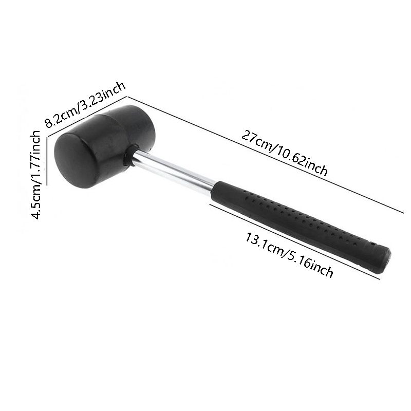 1Pcs 4.5cm Rubberen Hamer Niet-Elastisch Zwart Bestendig Kloppen Ronde Kop Antislip Handvat Diy Handje_voghion.com