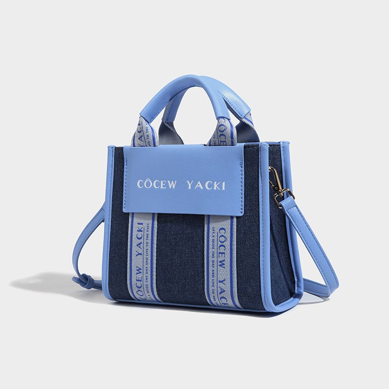 Gespleißt Leinwand Tote Tasche Denim 2023 Neue Stil Tasche frauen Mode Vielseitige Große Kapazität Handheld Eine Schulter Umhängetasche_voghion.com