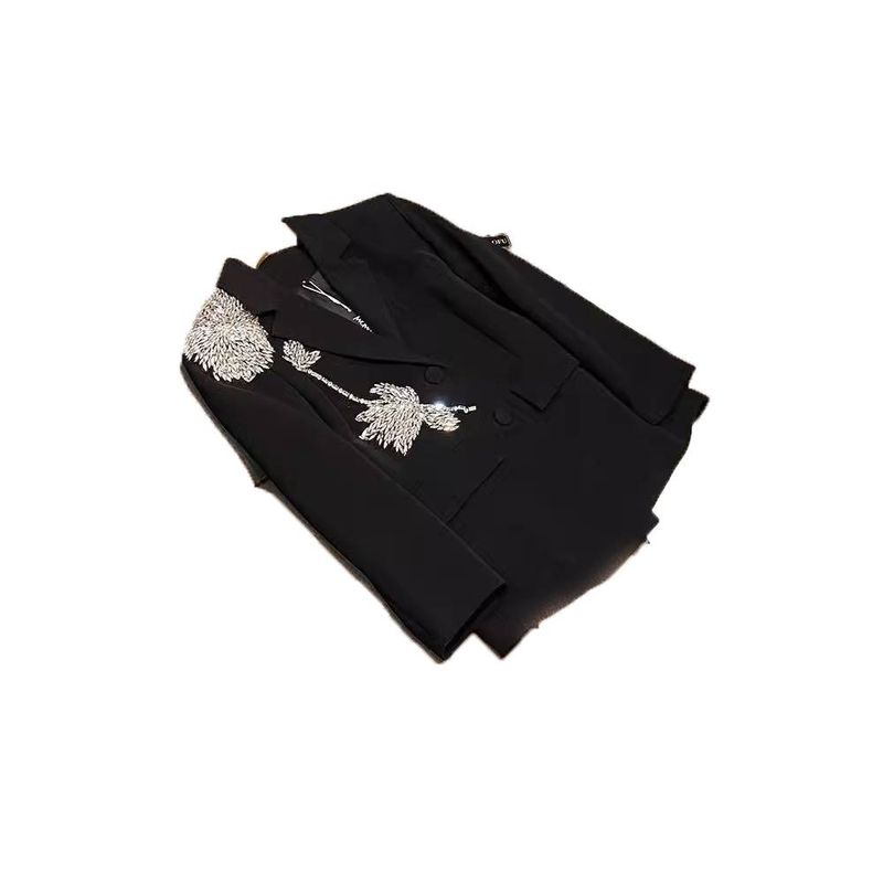 Damenbekleidung Frühling und Sommer Temperament Schwere Industrie High-End-Mode Blumenspleißen Lose Abnehmen Elegante Anzugjacke Damen_voghion.com