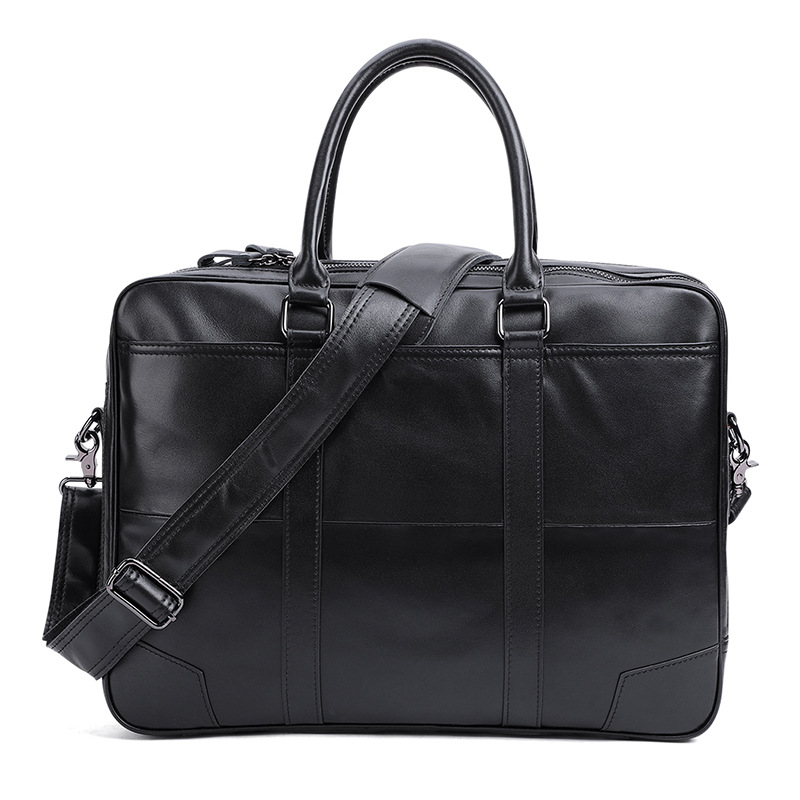 Genuine Leather Retro Men's Handbag 15.6 Inch Large Capacity Business Commuting Men's Briefcase_voghion.com