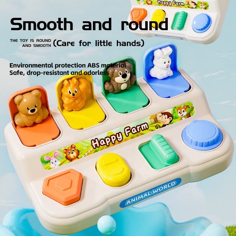 Children Animal Peek-a-boo Machine Game Early Learning Cognitive Exercise Toys Baby Finger Flexible Safety Pop-up Switch Box_voghion.com