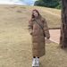 Women’s Oversized Long Puffer Coat – Knee-Length Winter Jacket In Black/Khaki (S-XL), Bio-Down Filled, Loose Literary Style_voghion.com