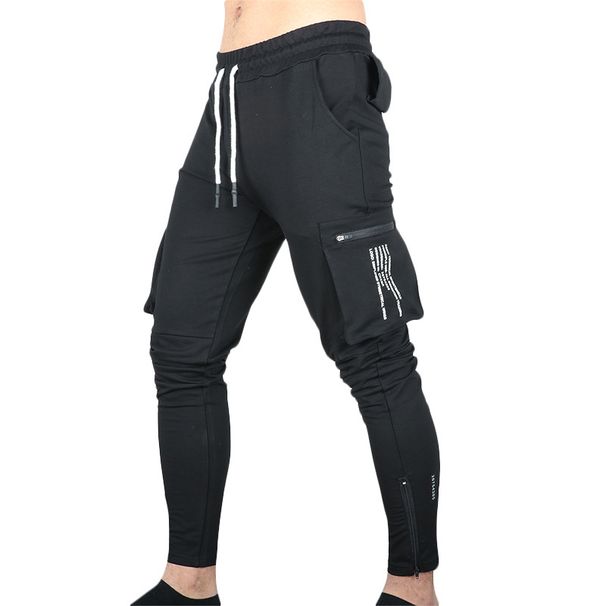Herrenbekleidung Herren Frühling und Herbst Herren Freizeithosen Modemarke gerade Trainingshose Herren Multi-Pocket-Reißverschluss-Fußhose_voghion.com
