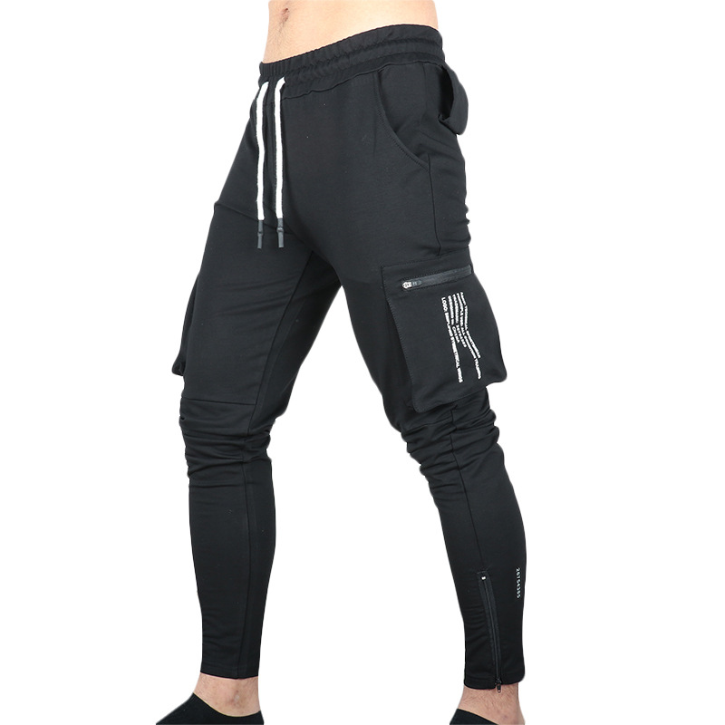 Herrenbekleidung Herren Frühling und Herbst Herren Freizeithosen Modemarke gerade Trainingshose Herren Multi-Pocket-Reißverschluss-Fußhose_voghion.com