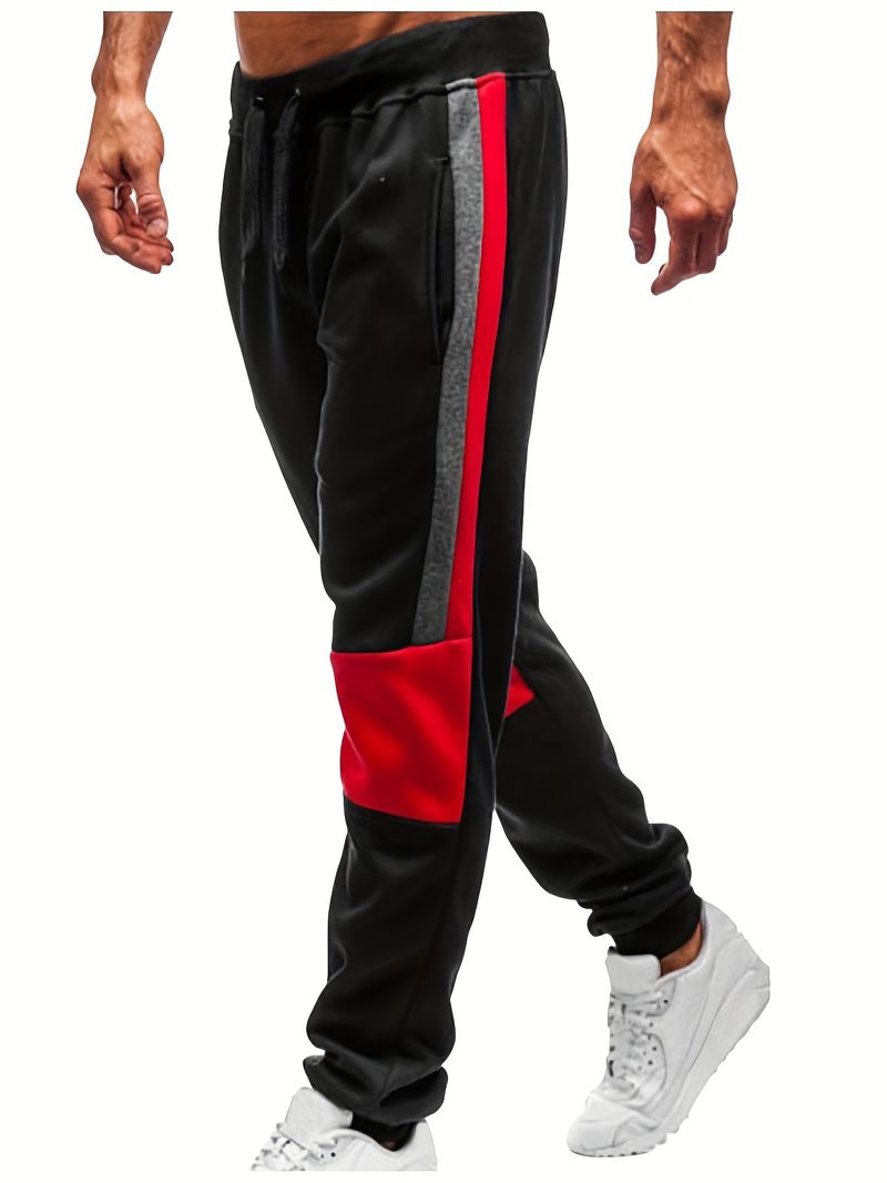 Lässige Jogginghose für Herren mit Reißverschlusstaschen – Slim Fit, Stretch-Polyester, bequem für den Sport und den Alltag (Hellgrau, Schwarz)​_voghion.com