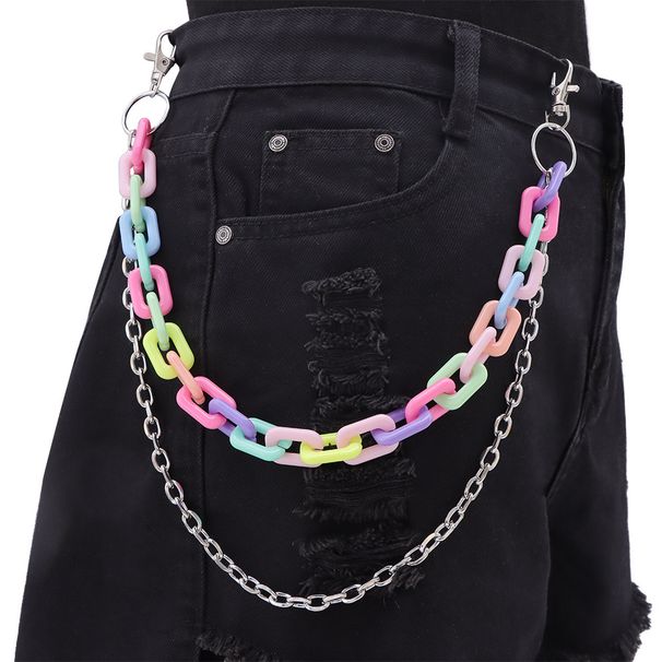 Fashion Waist Accessories Versatile Candy Double-layer High Street Color Resin Pants Chain_voghion.com