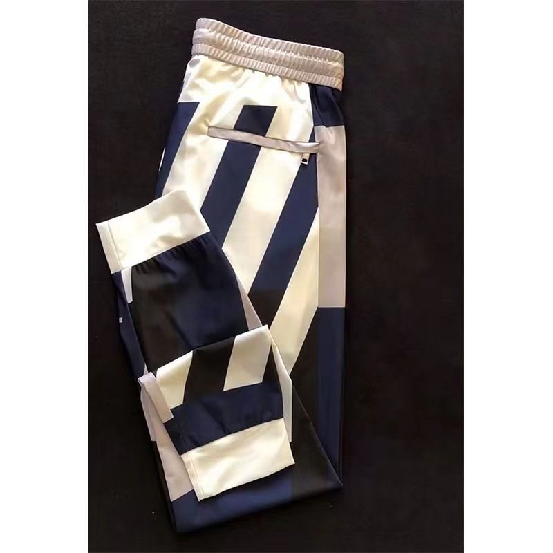 Men's Clothing summer new style trendy all match letter print color matching sports casual pants Korean style fashion color matching skinny pants_voghion.com