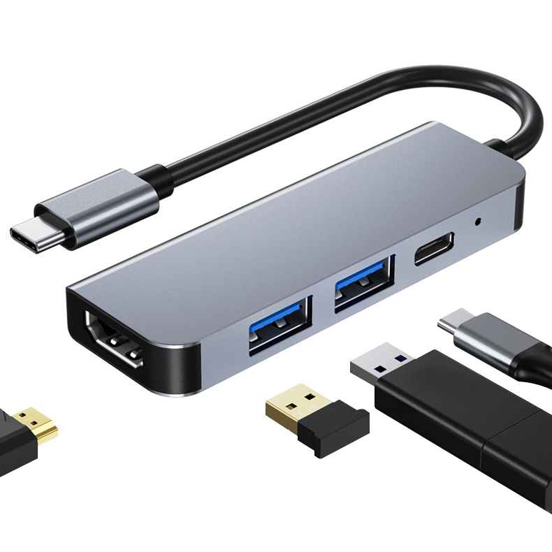 4 In 1 USB-C / Type-C To 4K HDMI + USB 3.0 + USB 2.0 + PD USB-C / Type-C Charging Ports Multifunctional HUB Docking Station_voghion.com