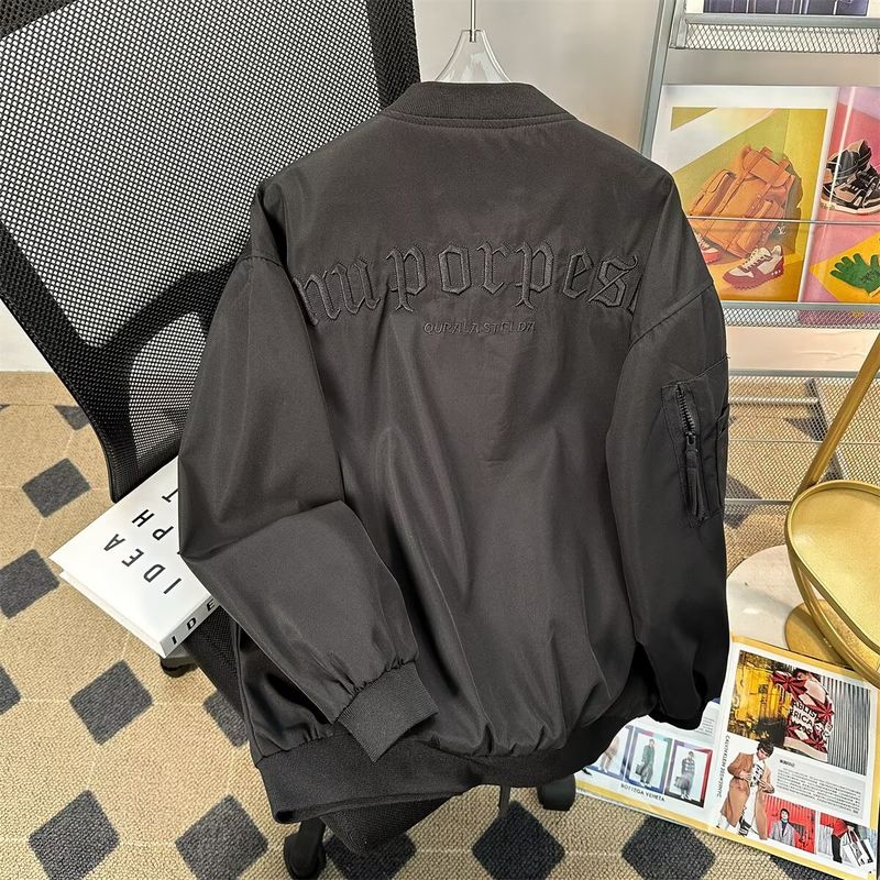 ​​Men's Embroidered Baseball Jacket - Streetwear Vintage Varsity Bomber With Waterproof & Windproof Design, Casual Loose Fit For Spring_voghion.com
