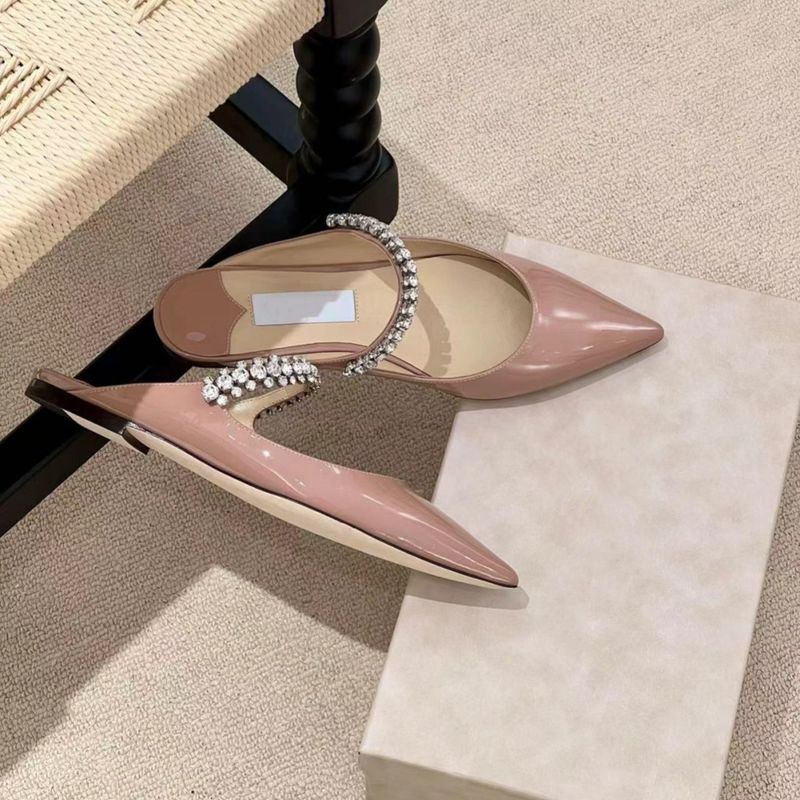 Sandales d'été à fond plat et strass, version haute, demi-pantoufles, prépuce en cuir verni, sangle à une ligne, dos_voghion.com