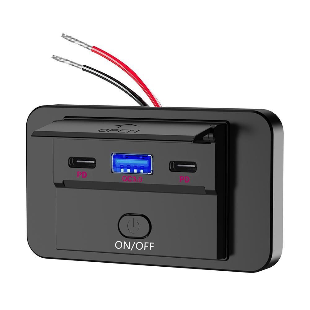 RV-Busmodell mit drei Schnittstellen, 12–24 V, universelle Modifikation, PD3.0 + QC3.0, Schnellladegerät fürs Auto_voghion.com