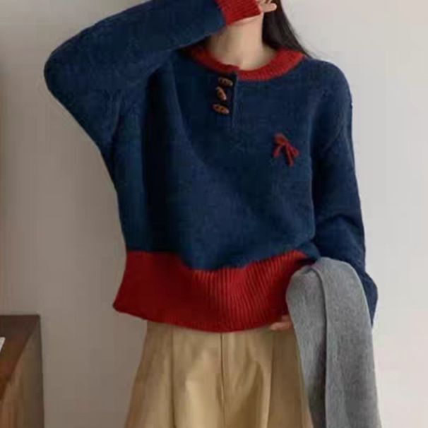 girl Late Autumn Early Winter Christmas Outfit Retro Sweater For Women Atmospheric Soft Lazy Style Knitted Top_voghion.com