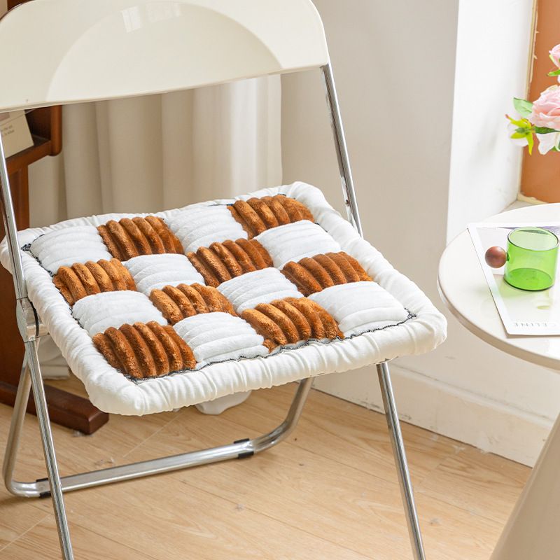 Memory Foam-Sitzkissen mit Plüschbezug – Rutschfestes Gitterdesign für Büro-, Arbeits- und Esszimmerstühle – Weiche Unterstützung für langes Sitzen_voghion.com