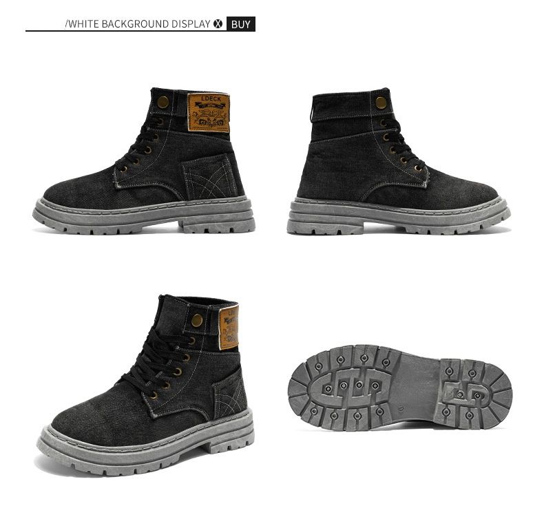 Best-selling Plus-size Men's Shoes, New Mid-top Shoes, Denim Casual And Versatile Work Shoes, Boots_voghion.com