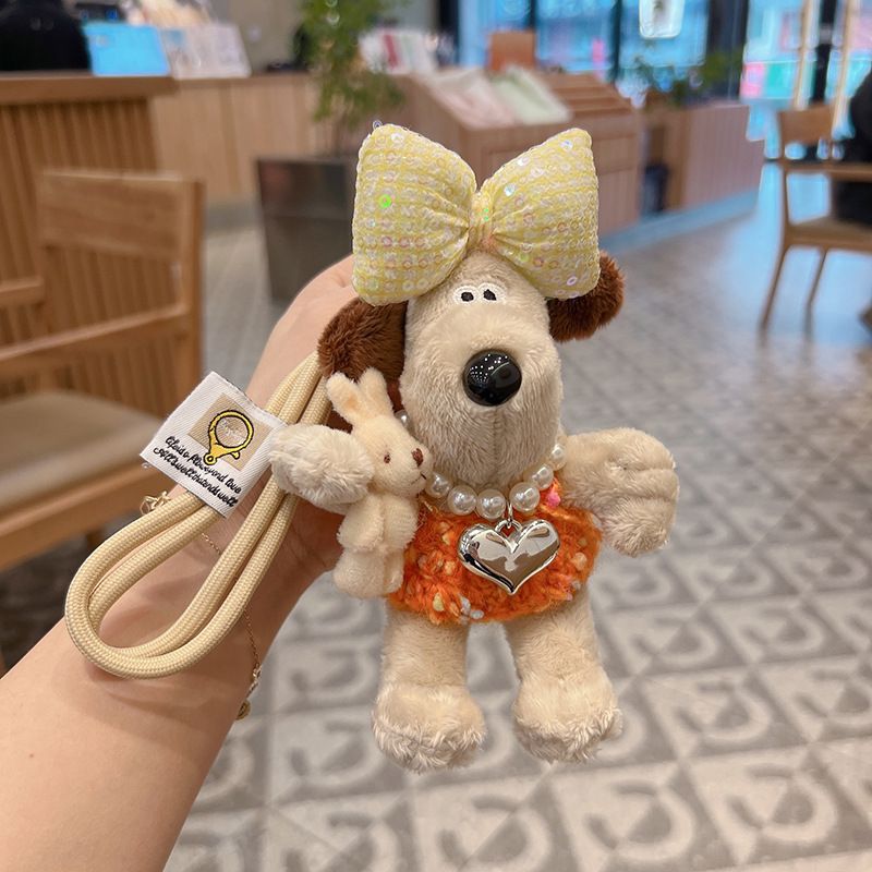 New Woolen Dress Plush Chubby Car Keychain Cartoon Hugging Rabbit Chef Dog Plushie Bag Pendant_voghion.com
