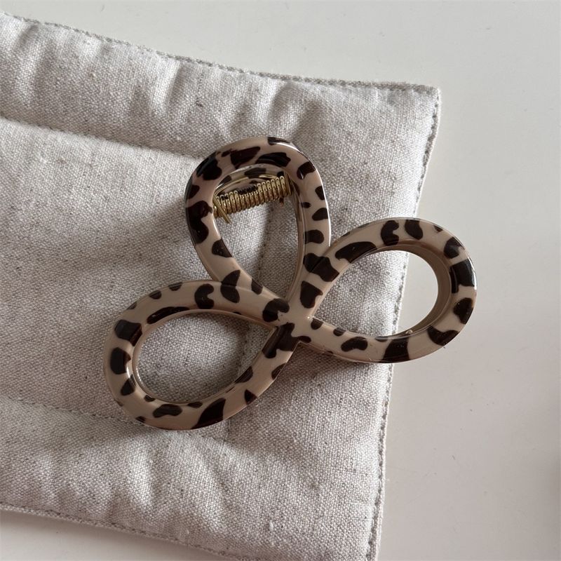 Südkorea Mode Pendler Haar Greifen Retro Leopardenmuster Große Schleife Greifen Clip Disc Haar Clip Hai Clip Haar Zubehör für Frauen_voghion.com
