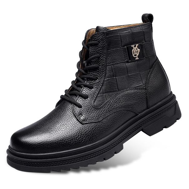 Herren-Baumwollschuhe, warme, hochgeschnittene Martin-Stiefel aus Samt, Schneestiefel, lässige Herren-Lederstiefel_voghion.com