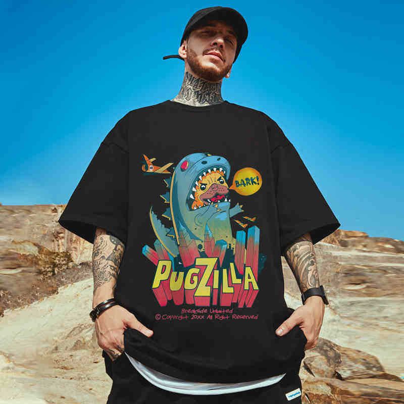 Amerikanisches Cartoon-High-Street-Kurz-T-Shirt für Instagram-Trend, lockere, halbärmelige, übergroße Herrenbekleidung mit zusätzlichem_voghion.com