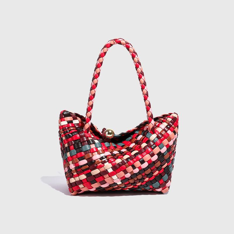 Borsa intrecciata per donna, portafoglio di nicchia di alta qualità, borsa a tracolla con cuciture colorate, borsa hobo, borsa da ascella_voghion.com