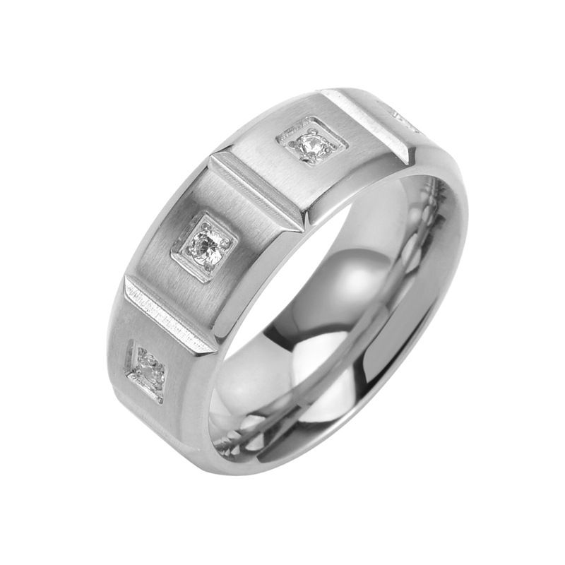 Herrenschmuck Matt Gesicht Blume Diamantring Titan Stahl plattiert K Gold Persönlichkeit Ring_voghion.com